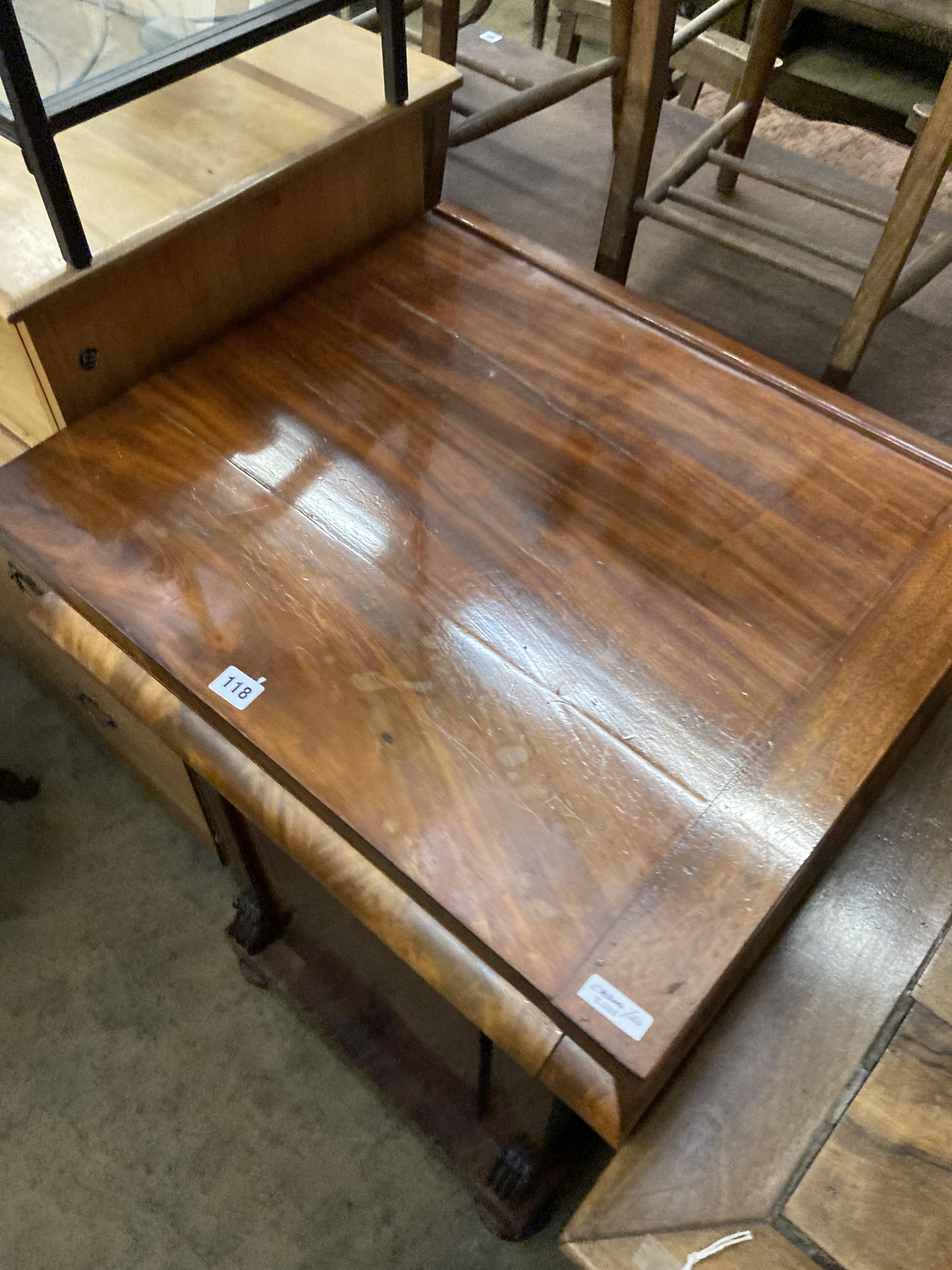 A Victorian mahogany pedestal cupboard, width 65cm, depth 56cm, height 94cm